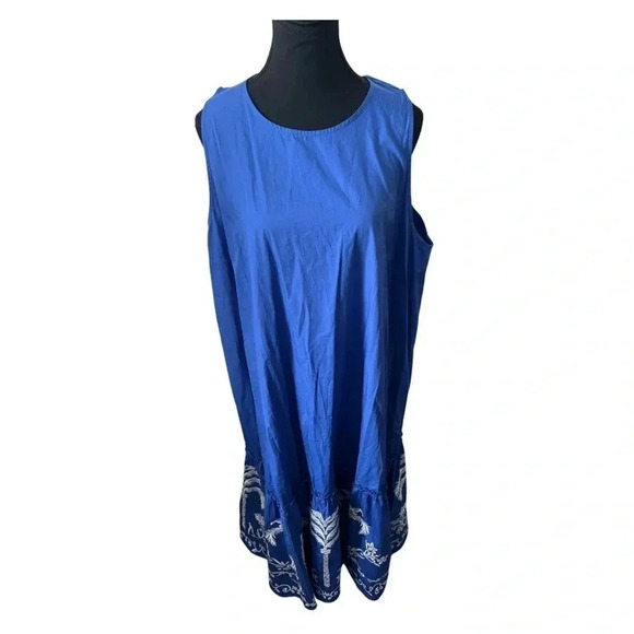 H&M | Blue/White Embroidered Boho Maxi Dress  | Size XXL - Picture 1 of 9